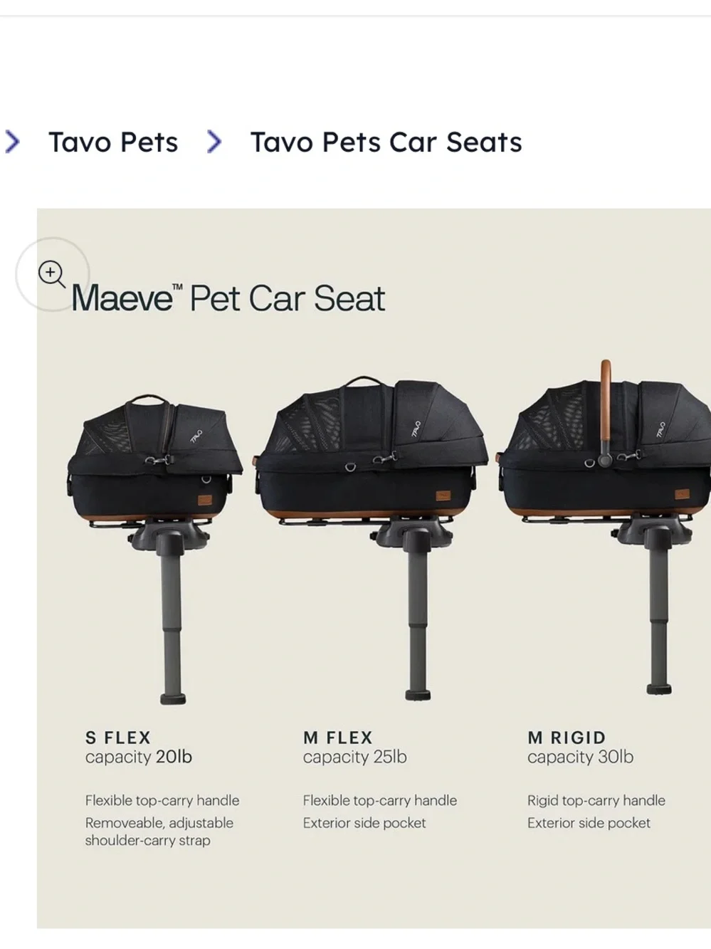 Tavo Pets Maeve Pet Car Seat, Small Flex - Fawn Up 20 Ibs. gently used